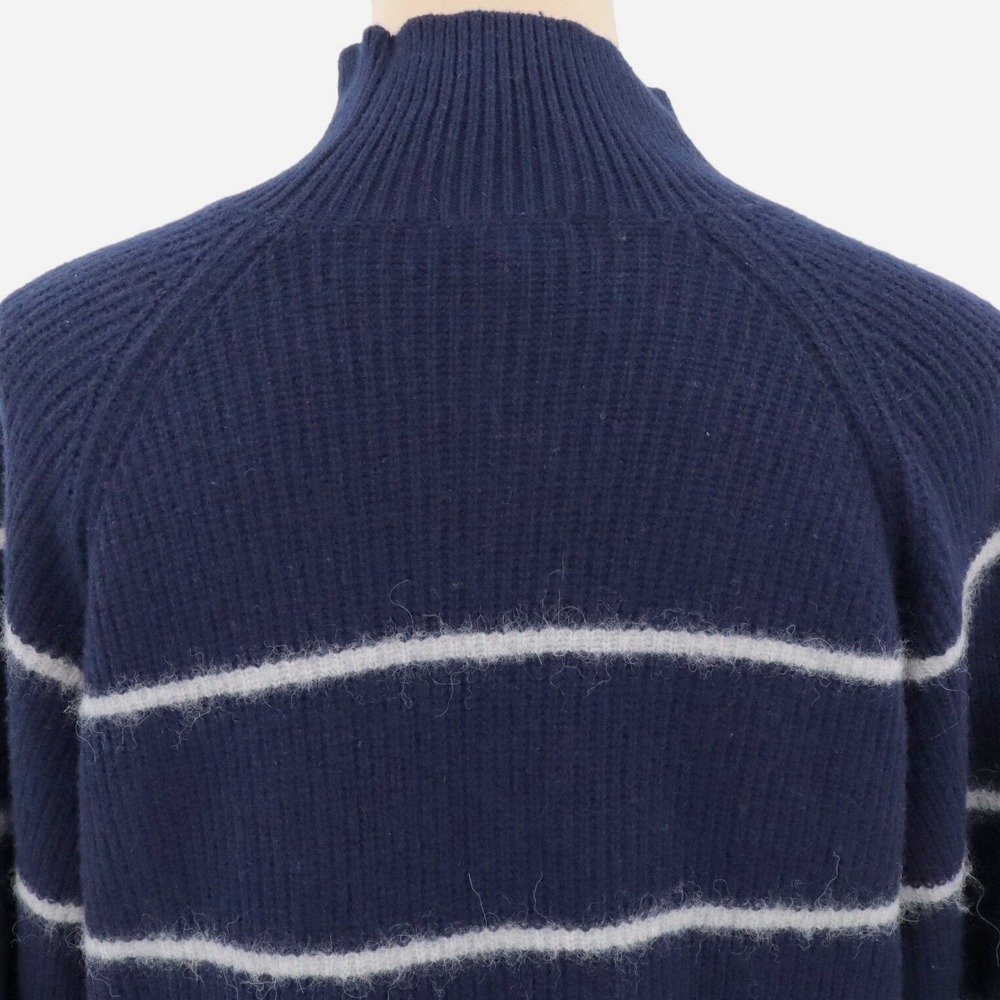 Rebecca Taylor Nautical Stripe Mock Neck Tie Side Wool Alpaca Sweater Medium - Picture 6 of 10